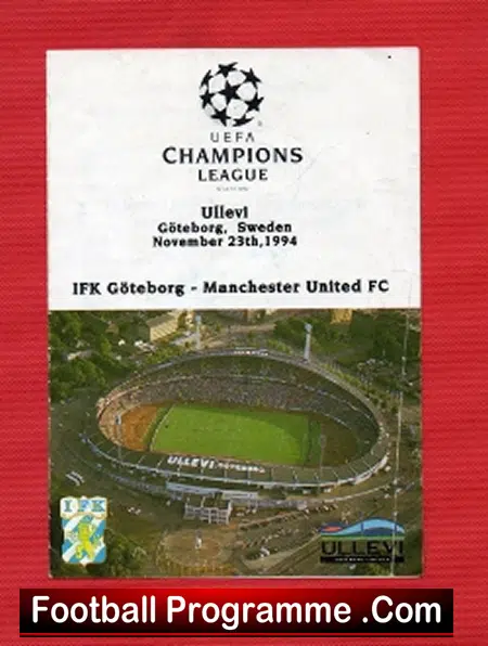 Gothenburg v Manchester United 1994 - itinerary Sweden - football programme