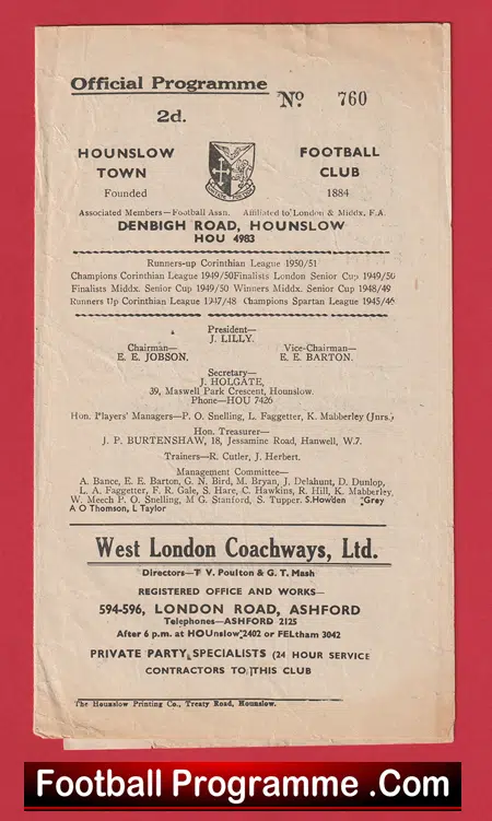 Hounslow Town v Eastbourne 1952 - Image 2