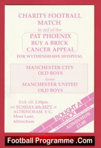 Manchester City Old Boys v Manchester United Pat Phoenix Buy A Brick Appeal 1980s