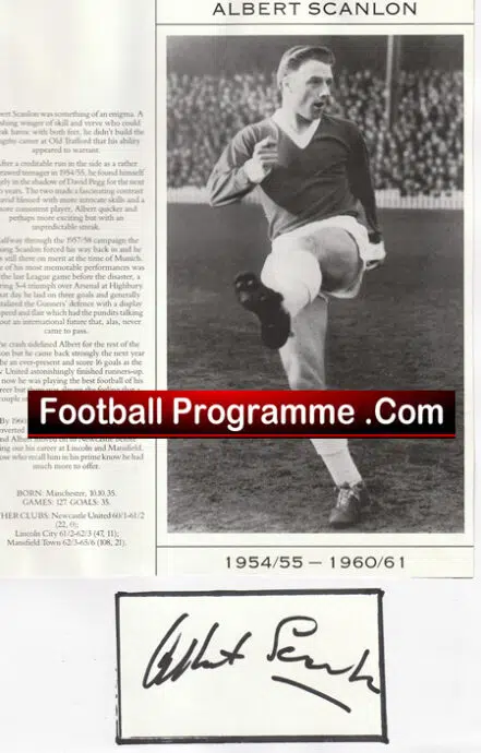 Manchester United Albert Scanlon Signed Picture Man Utd 1954 – 1960