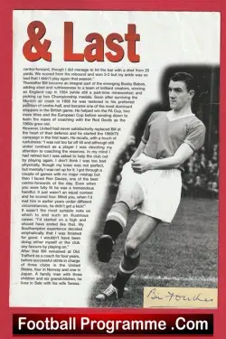 Manchester United Bill Foulkes Signed Picture Man Utd 1950 – 1970