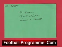 Manchester United Harold Bratt Signed Card Man Utd 1955 – 1961