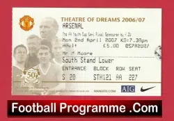 Manchester United v Arsenal 2007 – Youth Cup Semi Final Ticket