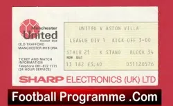 Manchester United v Aston Villa 1977 – Match Ticket