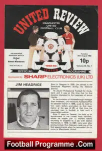 Manchester United v Bolton Wanderers 1982 – Jim Headrige