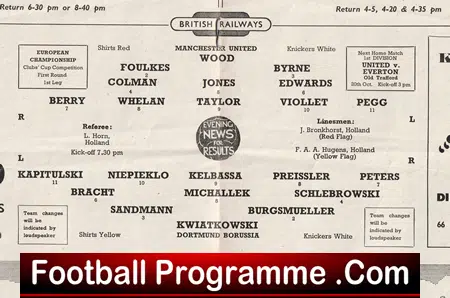 Manchester United v Borussia Dortmund 1956 - First 1st European Season - Image 3