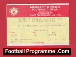 Manchester United v Crystal Palace 1990 – Football Ticket
