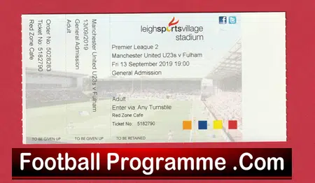 Manchester United v Fulham 2019 - Ticket Under 23's at Leigh - Image 2
