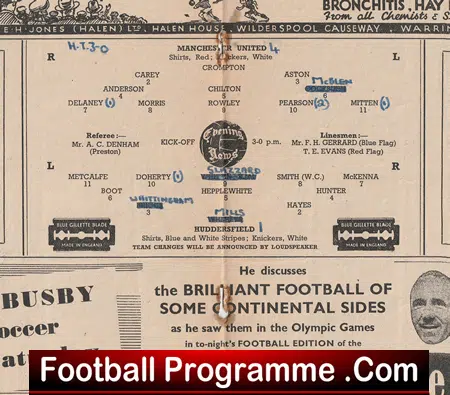 Manchester United v Huddersfield Town 1948 - Man Utd 1940s - Image 3