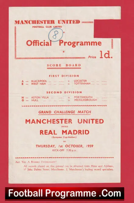 Manchester United v Leeds United 1959 – Reserves Match
