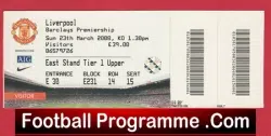 Manchester United v Liverpool 2008 – Football Ticket
