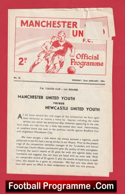 Manchester United v Newcastle United 1962 – FA Youth Cup Match