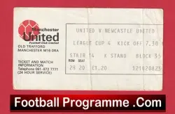 Manchester United v Newcastle United 1977 – Match Ticket