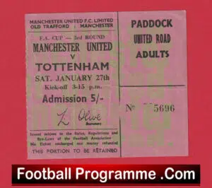 Manchester United v Tottenham 1968 – Ticket FA Cup Match