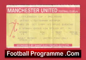 Manchester United v Tottenham 1989 – Match Ticket