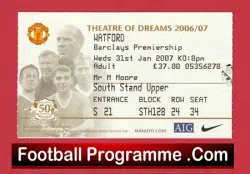 Manchester United v Watford 2007 – Match Ticket