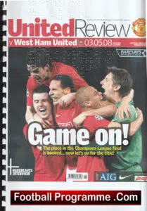 Manchester United v West Ham United 2008 – Special Braille Issue