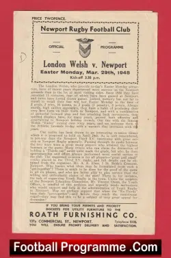 Newport Rugby v London Welsh 1948 – Rugby 1940’s Programme