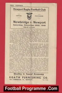 Newport Rugby v Newbridge1948 – Rugby 1940s Programmes
