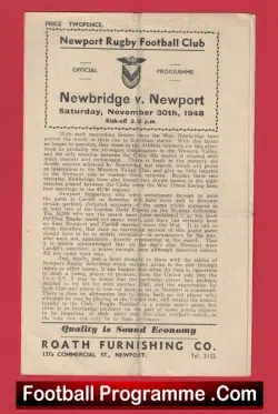 Newport Rugby v Newbridge1948 – Rugby 1940s Programmes