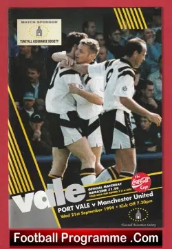 Port Vale v Manchester United 1994 – Paul Scholes Debut First Game
