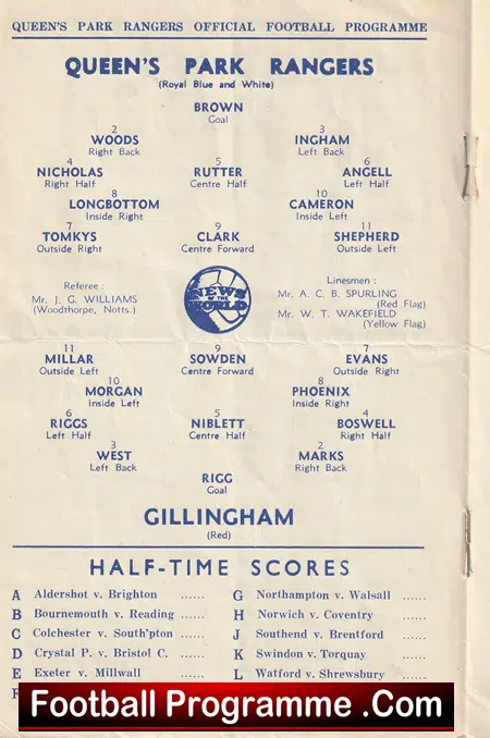 Queens Park Rangers v Gillingham 1955 - QPR 1950s - Image 3
