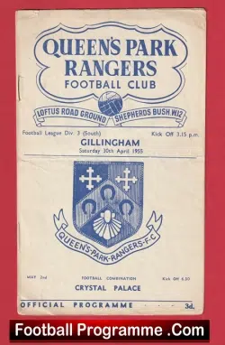 Queens Park Rangers v Gillingham 1955 – QPR 1950s