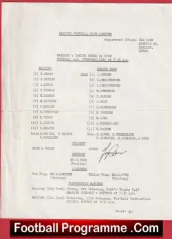 Reading v Denmark 1981 - Jesper Olsen Man Utd Signed Autographed Team Sheet - football memorabilia