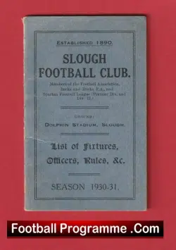 Slough Football Club Season Fixtures Book 1930 – 1931