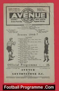 Walthamstow Avenue v Leytonstone 1947 – 1940s