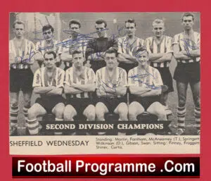 Sheffield Wednesday Football Club Multi Autographed Team Picture 1950s