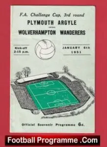 Plymouth Argyle v Wolves 1951 – Multi Autographed Signed