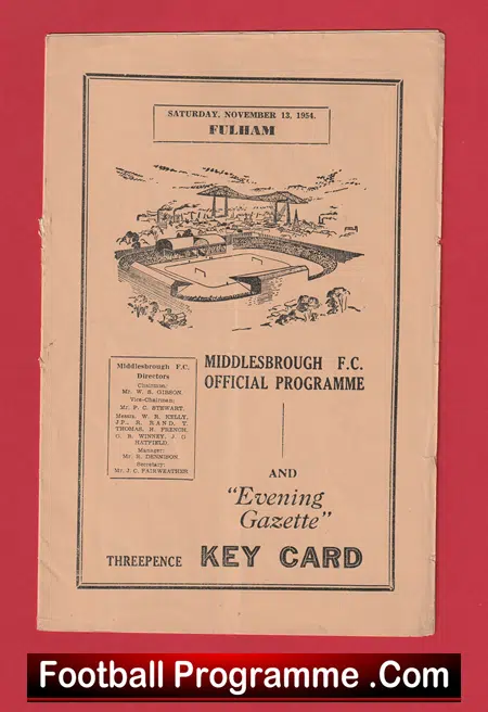 Middlesbrough v Fulham 1954 - Multi Signed Autographed - Image 2