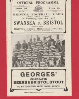 Swansea Rugby v Bristol 1927 – Old Antique Rugby Programmes