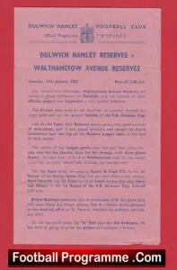 Dulwich Hamlet v Walthamstow Avenue 1962 – Reserves Match