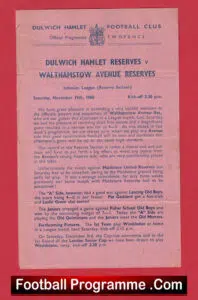 Dulwich Hamlet v Walthamstow Avenue 1960 – Reserves Match