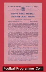 Dulwich Hamlet v Corinthian Casuals 1960 – Reserves Match