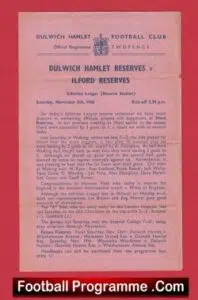 Dulwich Hamlet v Ilford 1960 – Reserves Match