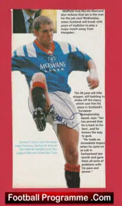 Glasgow Rangers Ian Durrant Autographed Signed Picture 1990s