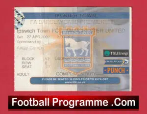 Ipswich Town v Manchester United 2002 – Football Ticket