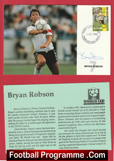Manchester United Bryan Robson Autograph Signed Picture Man Utd First Day Cover - Image 2