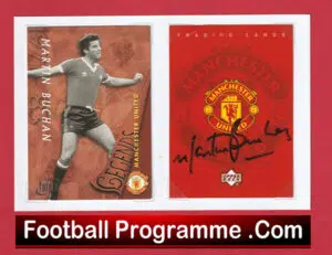 Manchester United Martin Buchan Signed Football Card Man Utd