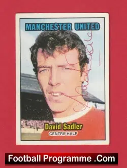 Manchester United David Sadler Autograph Signed Football Card Man Utd