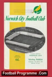 Norwich City v Nykobing Boldklub 1965 – Floodlit Friendly Match Denmark Team