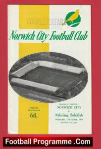 Norwich City v Nykobing Boldklub 1965 – Floodlit Friendly Match Denmark Team