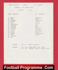 Wigan Athletic v St Johnstone 1978 – Single Sheet Programme
