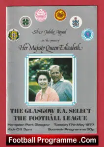 Glasgow X1 v Football League 1977 – Queens Silver Jubilee Dalglish + Tueart