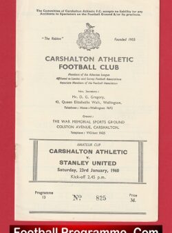 Carshalton Athletic v Stanley United 1960 – Amateur Cup
