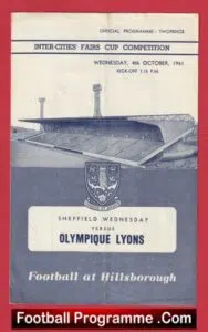 Sheffield Wednesday v Olympique Lyons 1961 – Fairs Cup Match