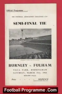 Fulham v Burnley 1962 – FA Cup Semi Final at Villa Park